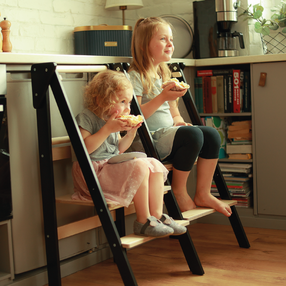 Foldable learning kitchen tower Natural