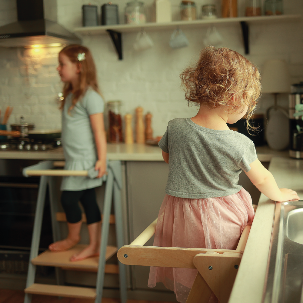 Foldable learning kitchen tower White