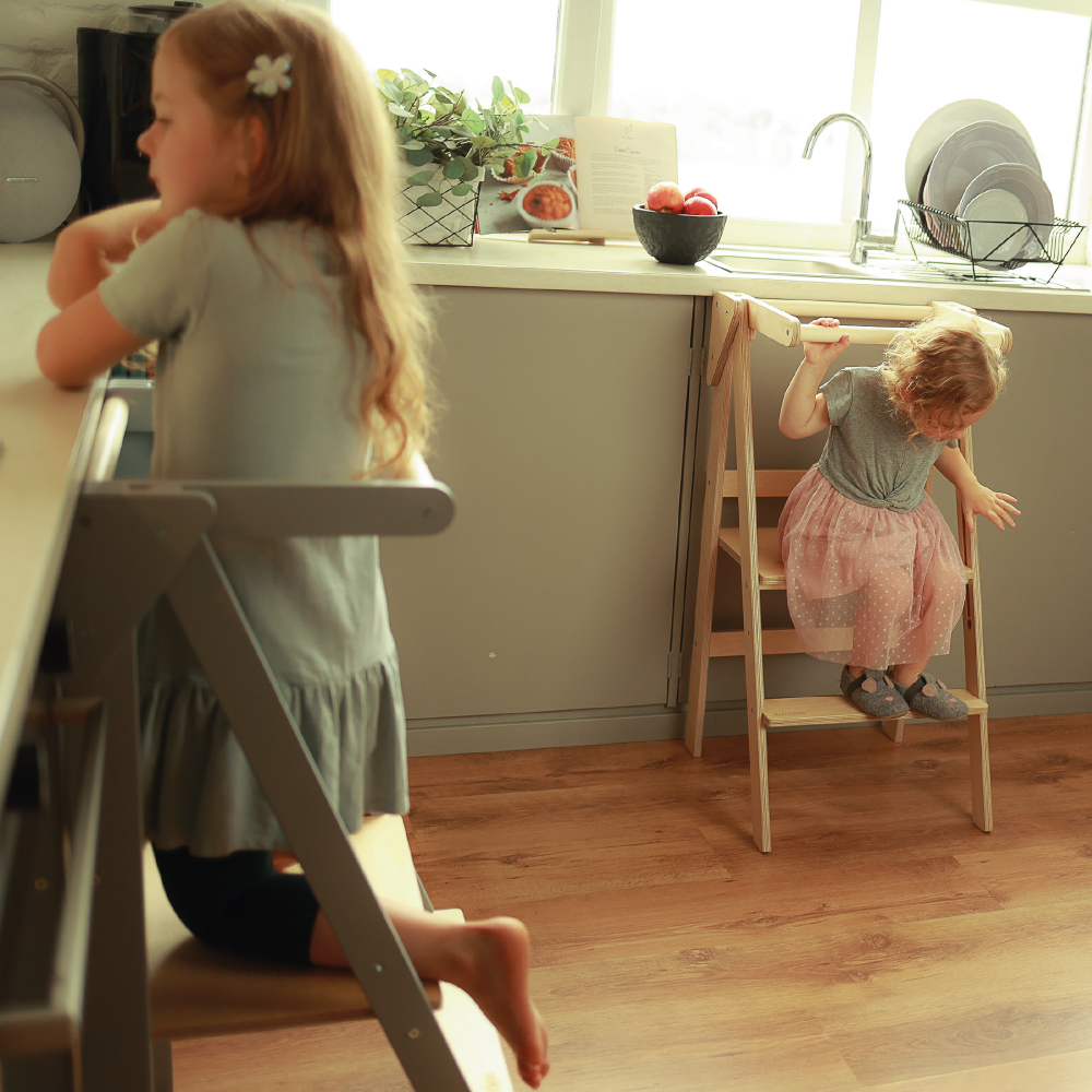 Foldable learning kitchen tower White