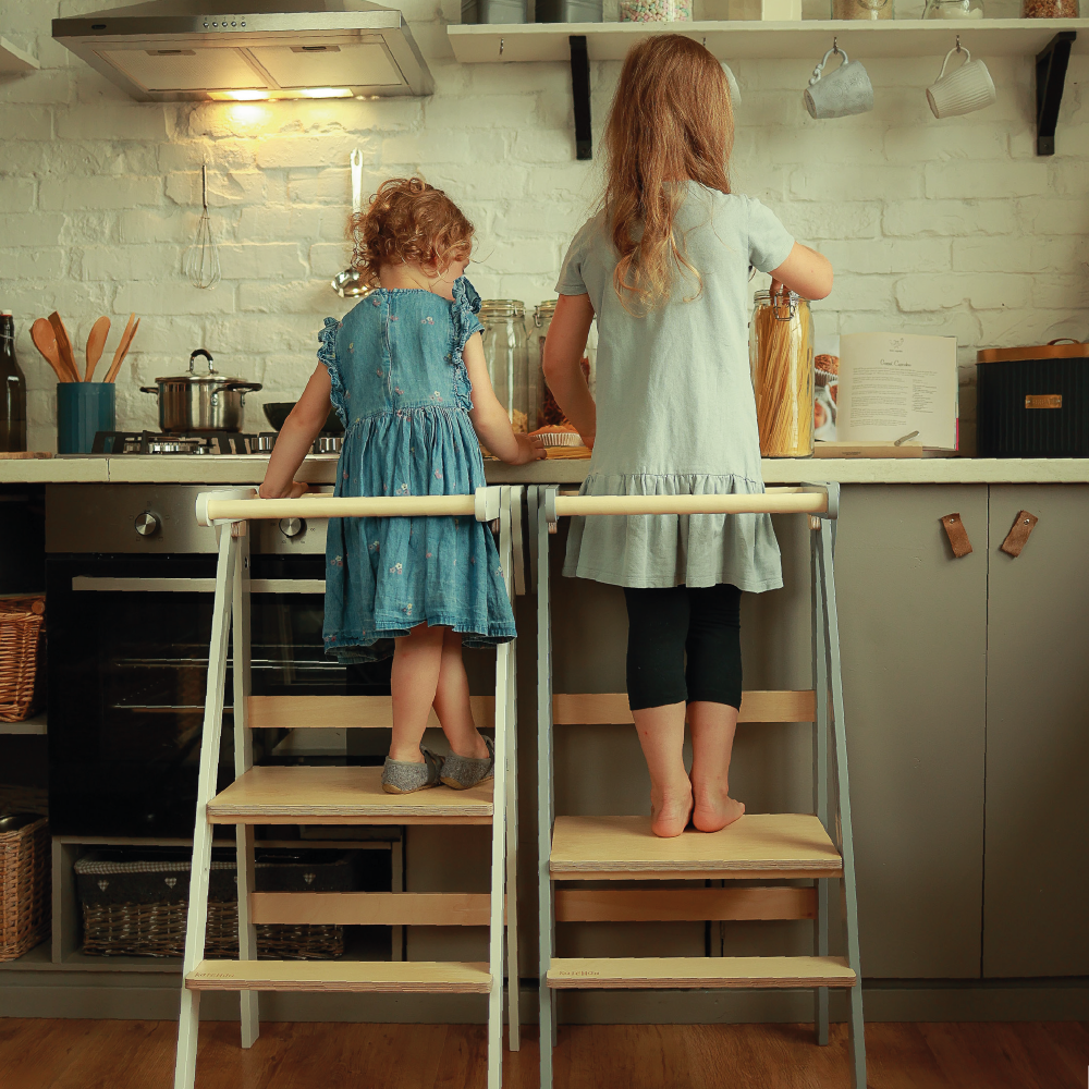 Foldable learning kitchen tower White