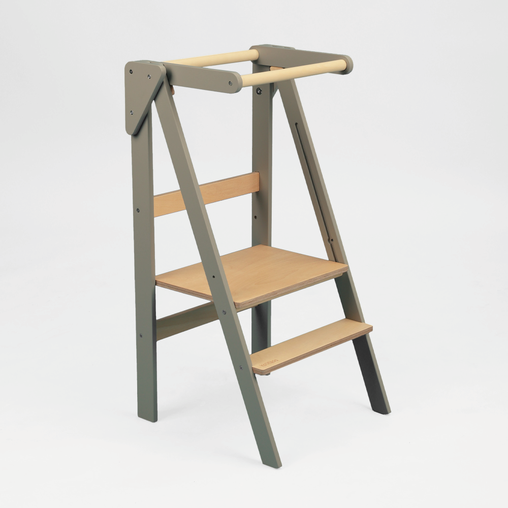 Foldable learning kitchen tower Natural