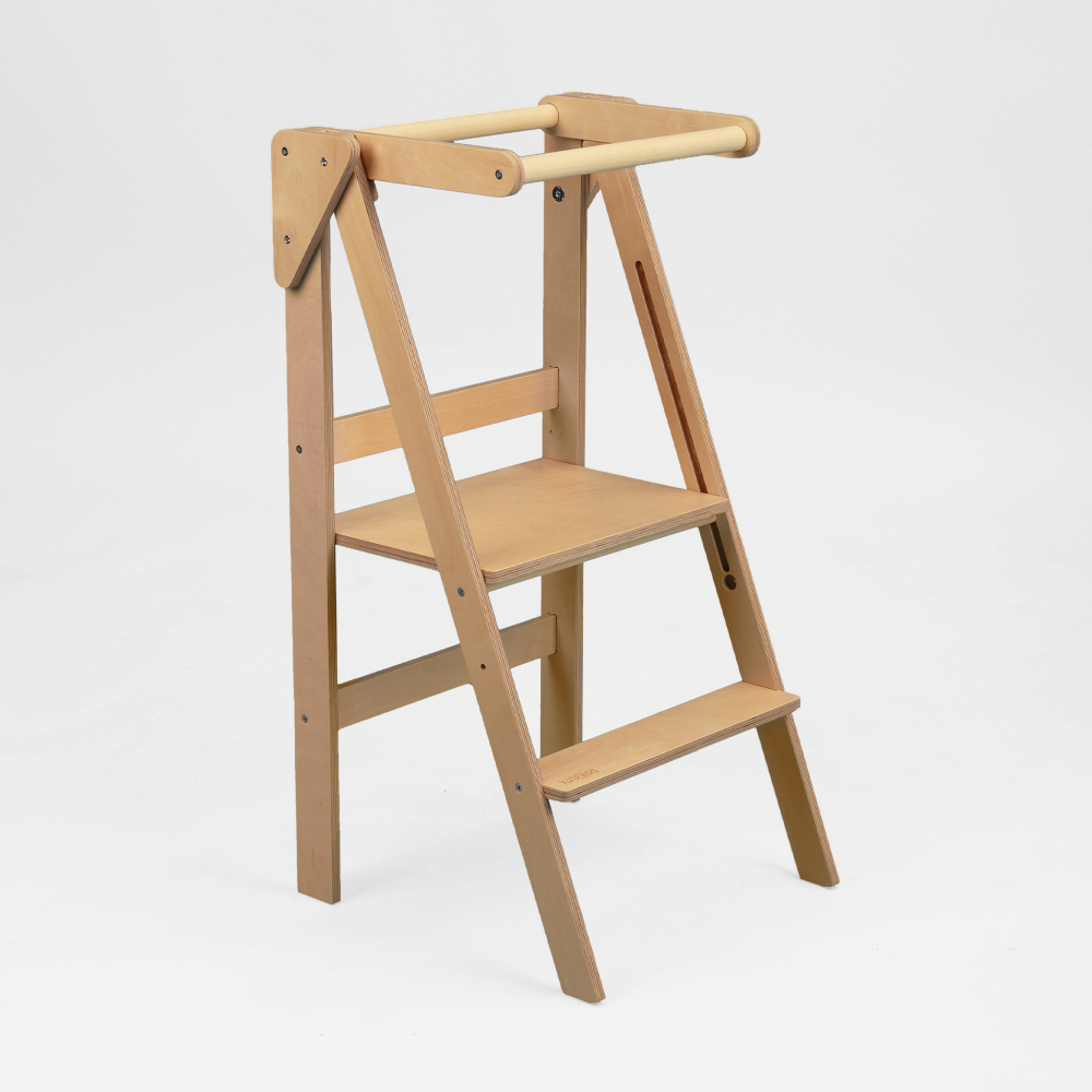 Foldable learning kitchen tower Natural