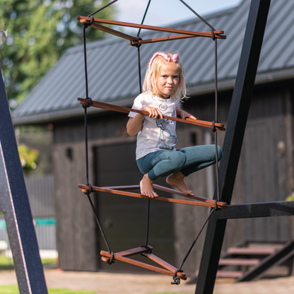 Rope ladder Triangle swing set large brown