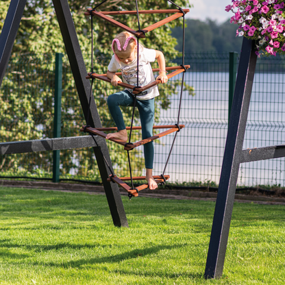 Rope ladder Triangle swing set large brown